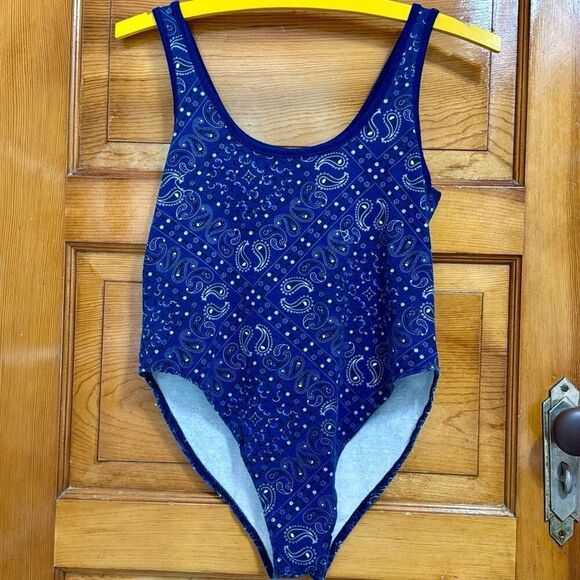 IML Isaac Morris Blue Paisley Bandana Bodysuit Junior’s Medium - Picture 1 of 5